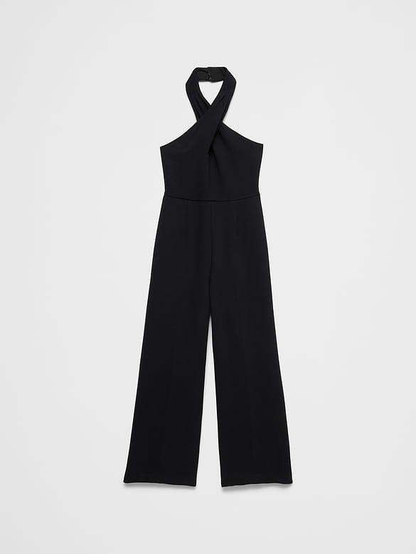 Tailored Crossed-Halter Jumpsuit
