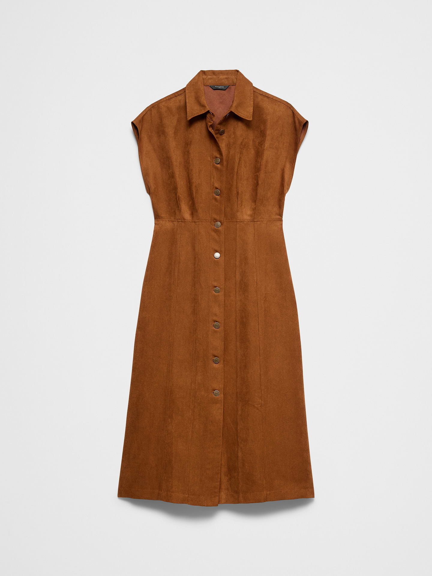 Image number 4 showing, Vegan Suede Seamed Midi Shirtdress