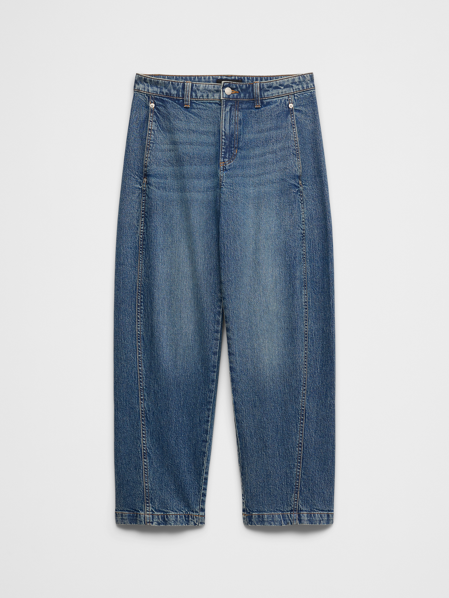 Image number 4 showing, Barrel-Leg Mid-Rise Seamed Jean
