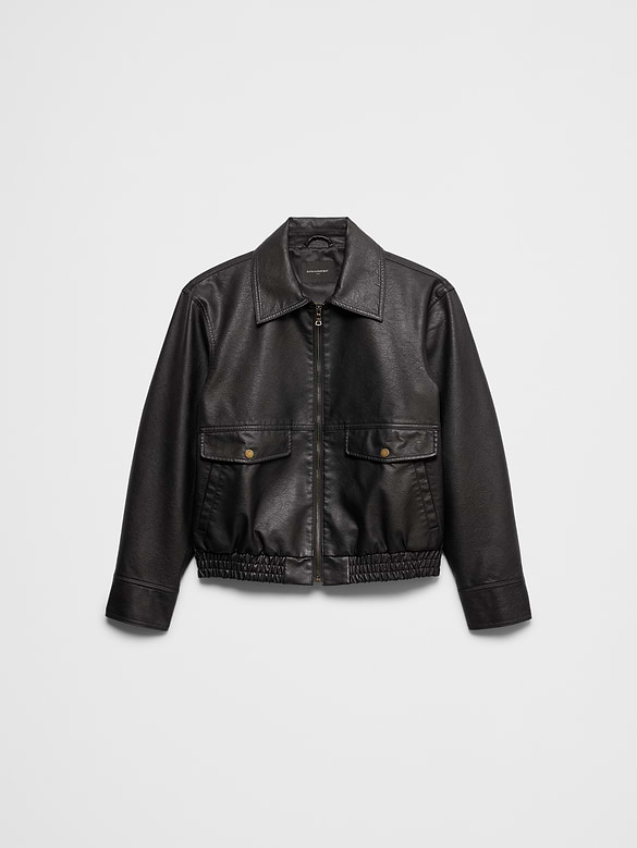 Vegan Leather Bomber Jacket