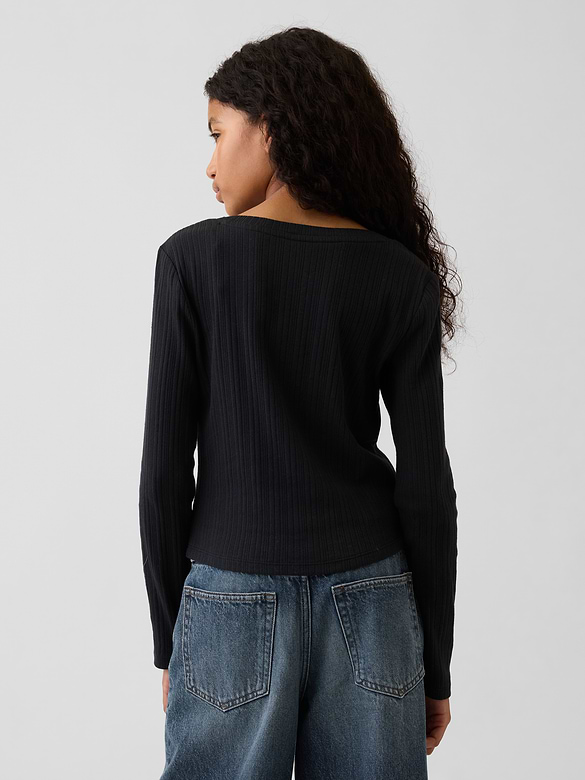 Kids Variegated Rib Henley T-Shirt