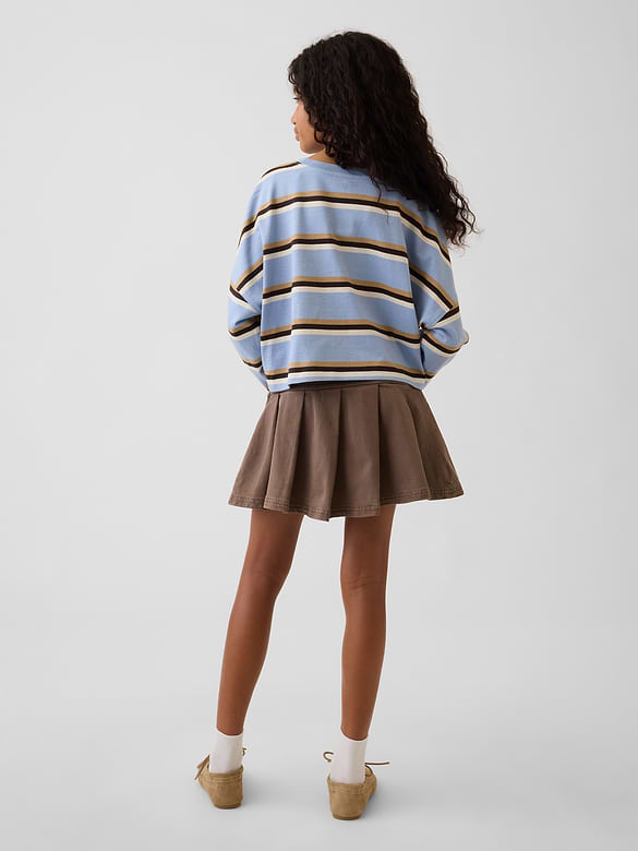 Kids Denim Pleated Mini Skirt