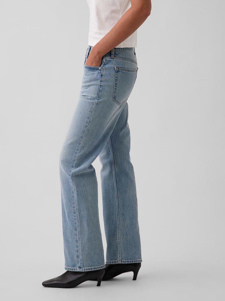 Image number 3 showing, Mid Rise Relaxed Straight Jeans