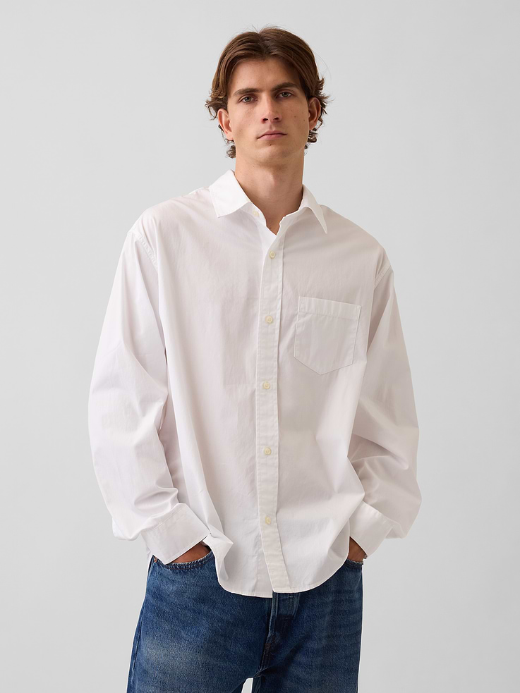 Image number 1 showing, Organic Cotton Poplin Relaxed Shirt