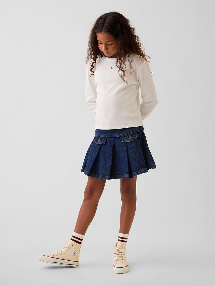 Image number 1 showing, Kids Denim Pleated Mini Skirt