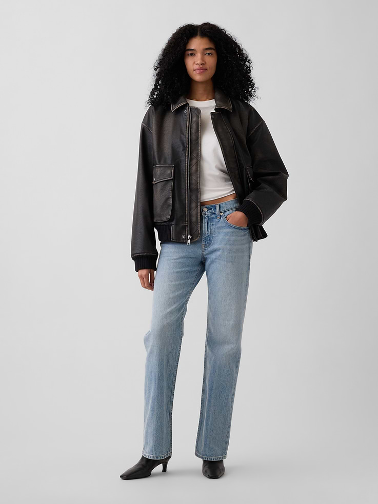 Image number 1 showing, Mid Rise Relaxed Straight Jeans