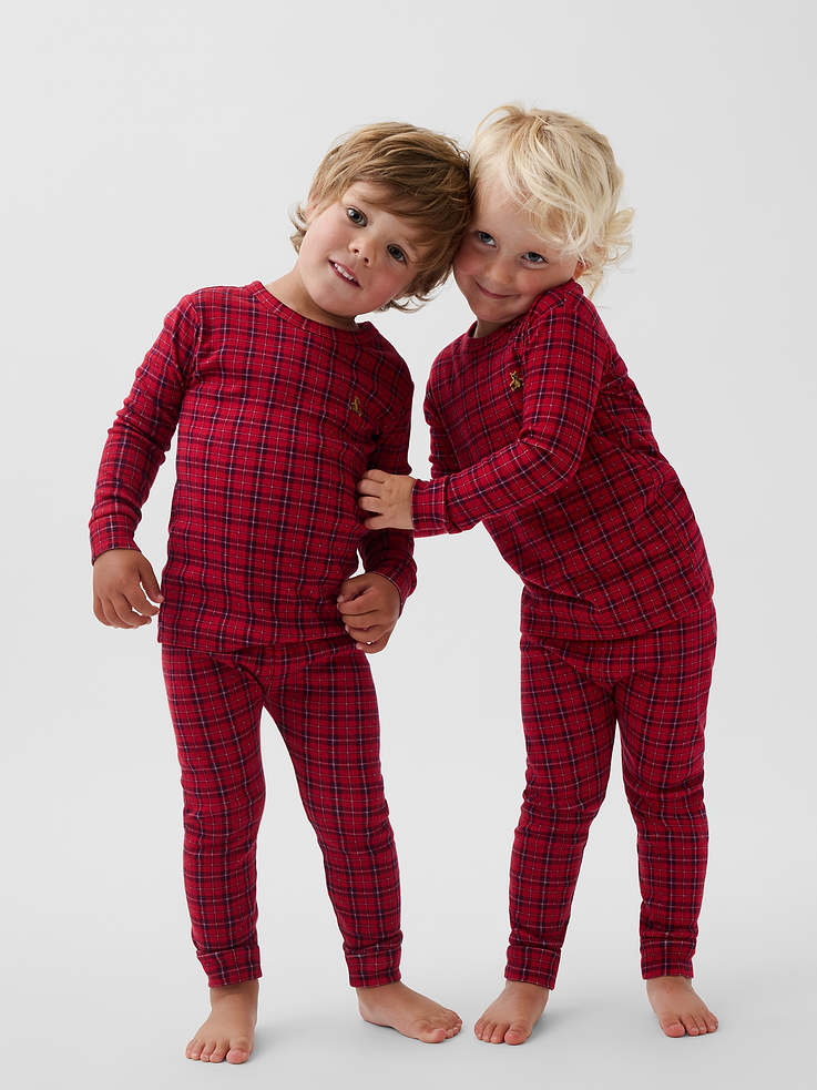 Image number 1 showing, Kids & Baby Organic Brushed Cotton Plaid PJ Set