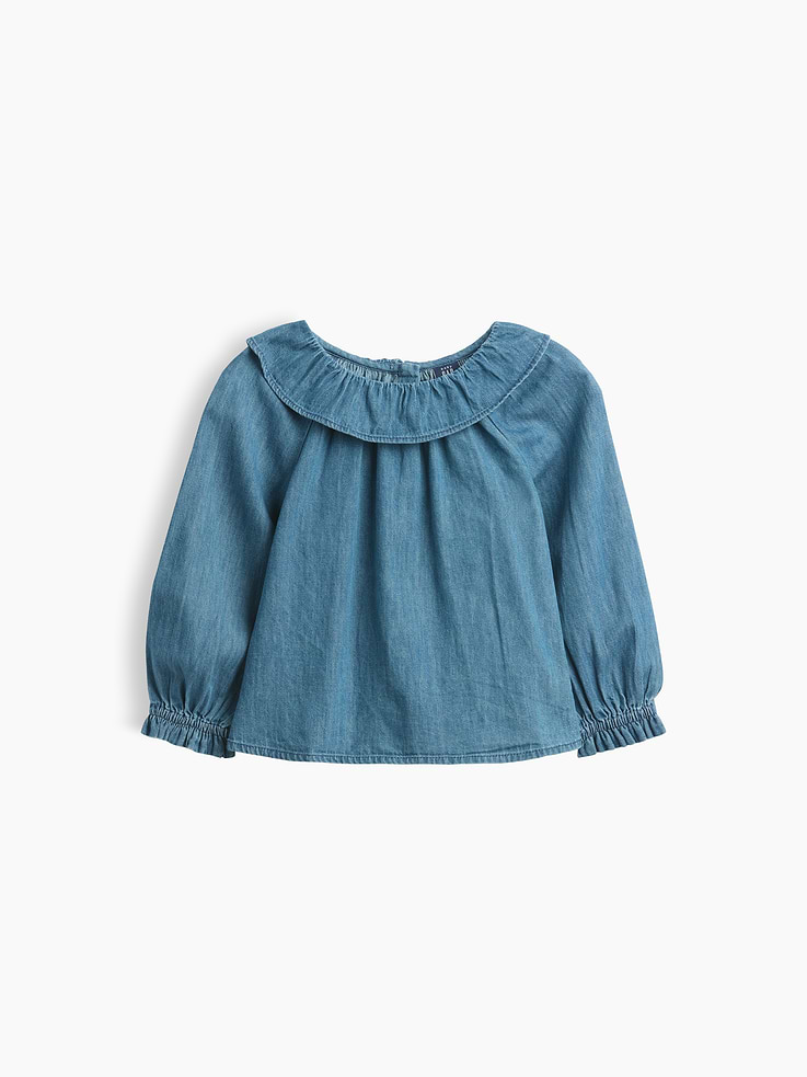 Image number 1 showing, Baby & Toddler Ruffle Collar Denim Top