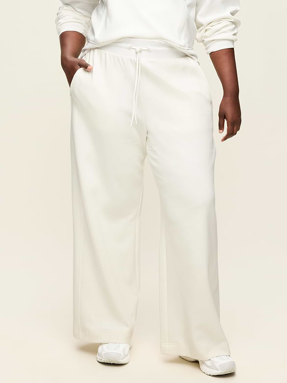 Pantalon en molleton dynamique à très taille haute et à jambe large