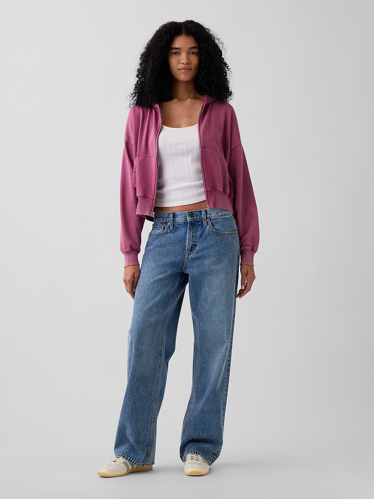 Image number 2 showing, VintageSoft Terry Oversized Wedge Zip Hoodie
