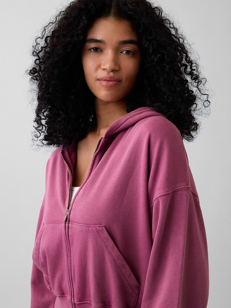 Image number 4 showing, VintageSoft Terry Oversized Wedge Zip Hoodie