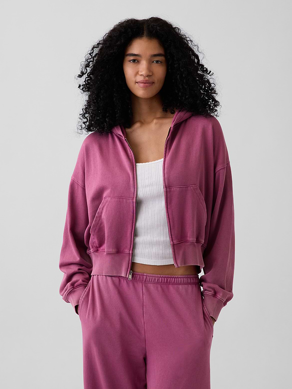 VintageSoft Terry Oversized Wedge Zip Hoodie