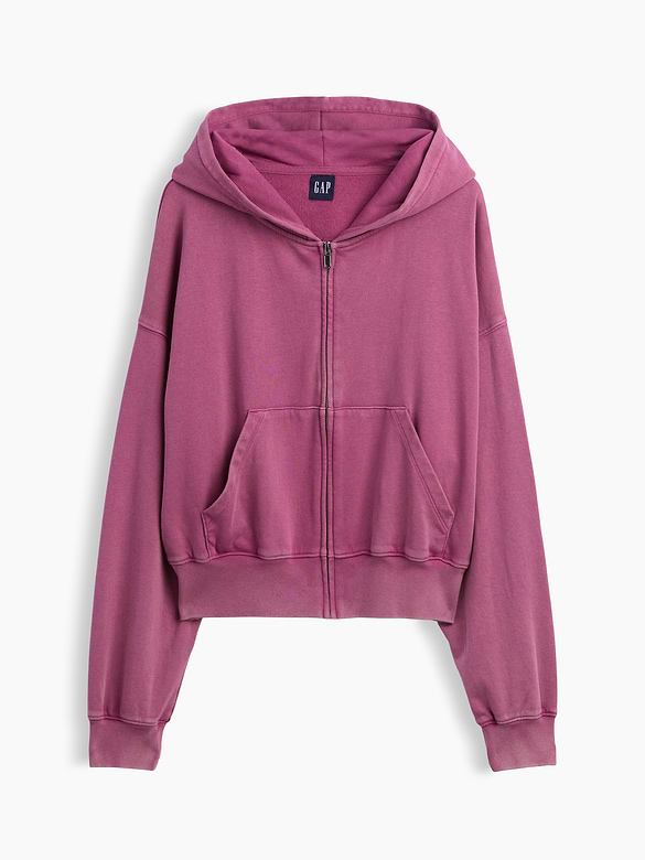 VintageSoft Terry Oversized Wedge Zip Hoodie
