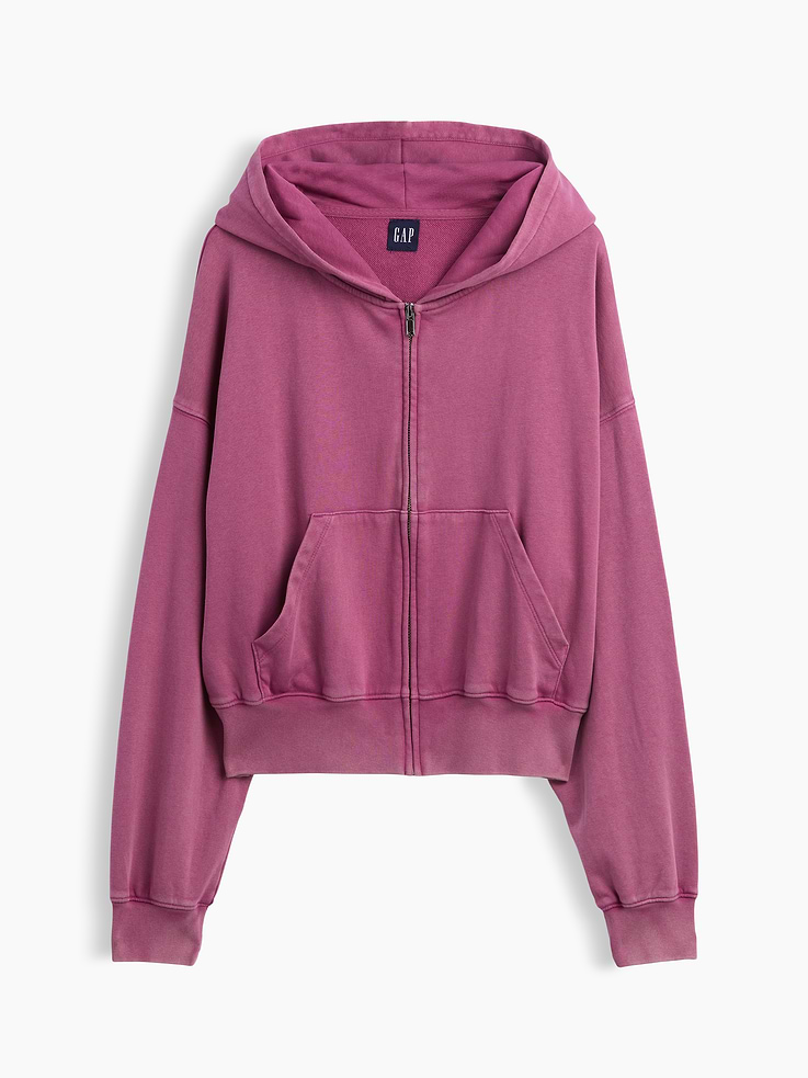 Image number 6 showing, VintageSoft Terry Oversized Wedge Zip Hoodie