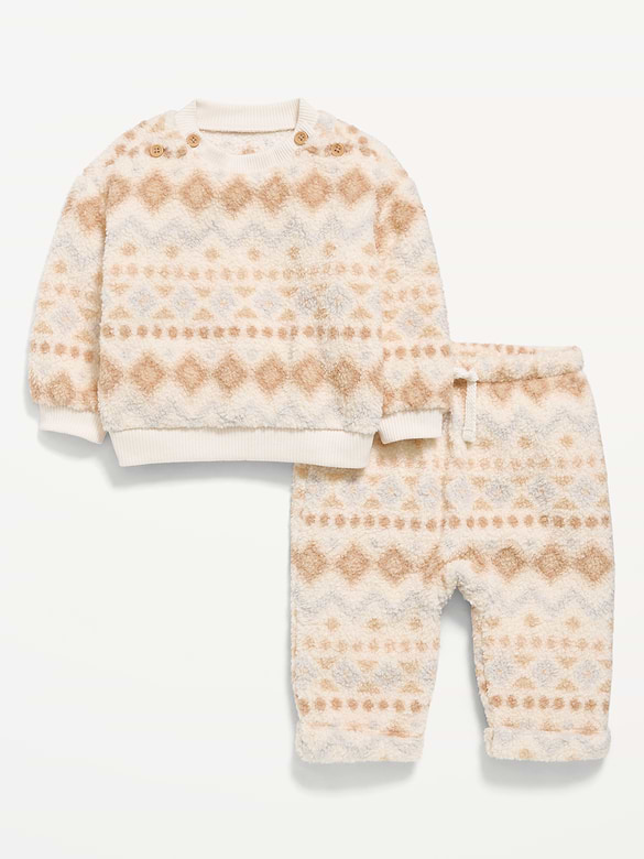 Printed Sherpa Sweatshirt and Sweatpants Set for Baby