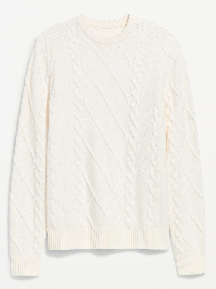 Image 4 of 4, Cable-Knit Crew-Neck Sweater