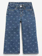 Image 1 of 1, mid rise, interior adjustable waistband, snap button closure, scoop pockets, patch pockets at back, wide leg, all-over bow print, Product #1183704