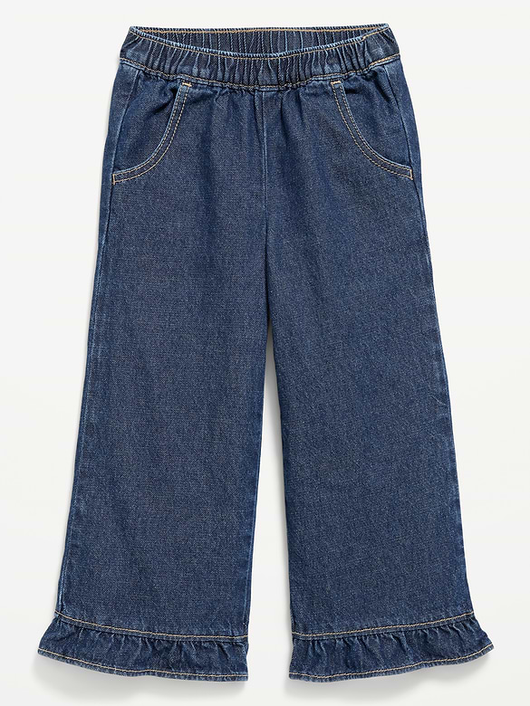 Pull-On Wide-Leg Ruffled Jeans for Toddler Girls