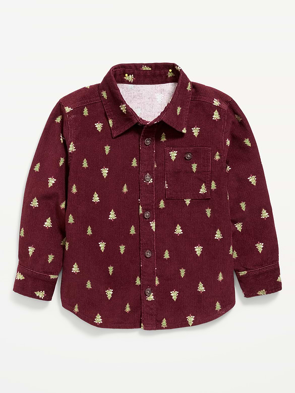 Printed Long-Sleeve Corduroy Shirt for Toddler Boys