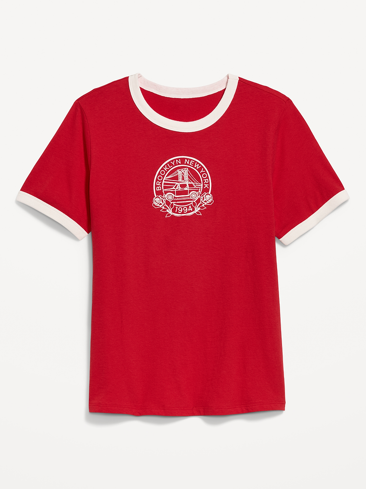 Image 4 of 8, EveryWear Crew-Neck Graphic Ringer T-Shirt