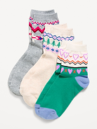 Image 1 of 2, includes 3 pairs of quarter crew socks, rib-knit openings, notched seams at toe and heel, prints and graphics vary, Product #587516