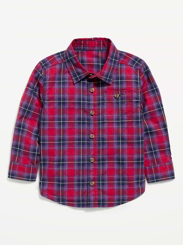Long-Sleeve Plaid Poplin Shirt for Toddler Boys