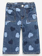 Image 1 of 1, elasticized waistband, decorative button closure, front utility pockets, patch pockets at back, all-over pattern, wide leg, Product #1187734