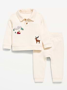 Image 2 of 4, Cozy Ribbed Collared Shirt and Pants Set for Baby