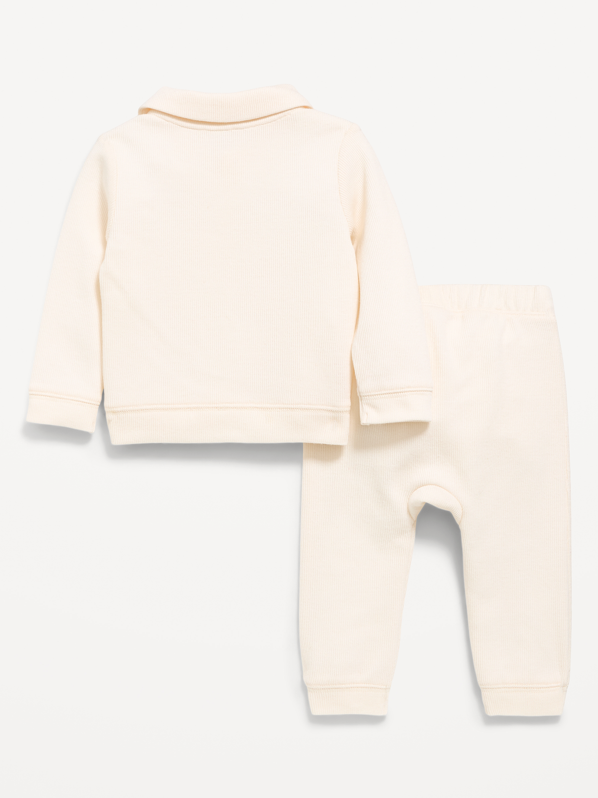 Image 3 of 4, Cozy Ribbed Collared Shirt and Pants Set for Baby