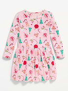 Image 1 of 1, round neckline, long sleeves, drop waist, full skirt, all-over print, Product #1185422