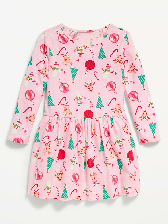 Printed Long-Sleeve Dress for Toddler Girls