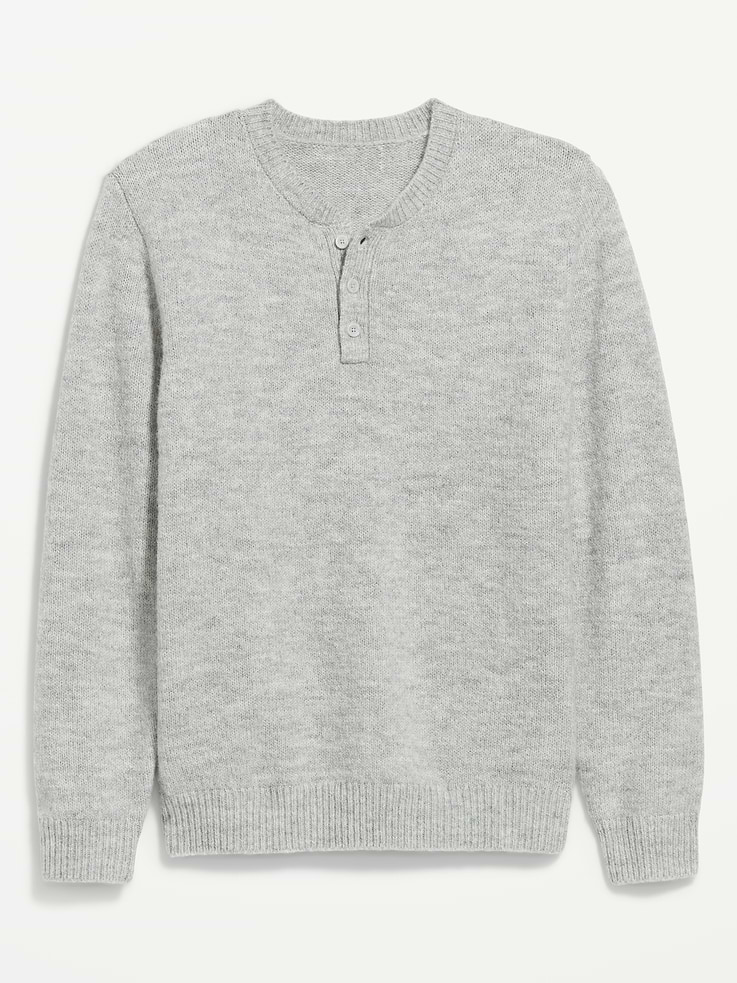 Image 4 of 4, Wool-Blend Henley Sweater
