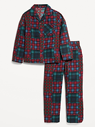 Image 1 of 2, notched collar, long sleeves, patch pocket at chest, full button front, matching pajama pants, elasticized waistband, on-seam pockets, all-over print, Product #904628