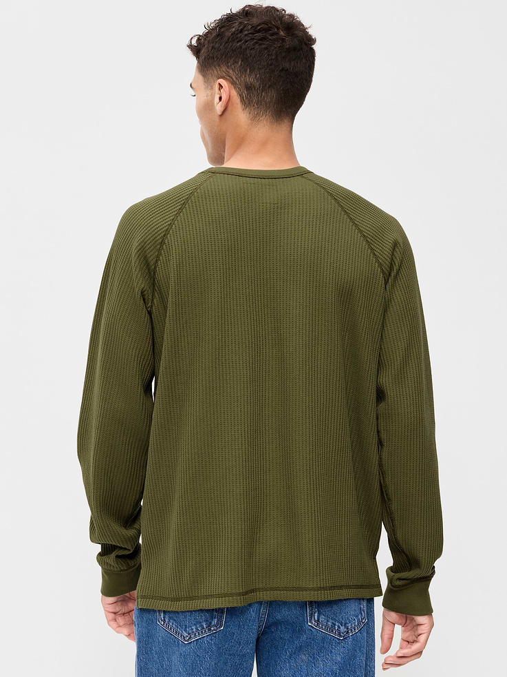 Image 2 of 4, Long-Sleeve Waffle Knit T-Shirt