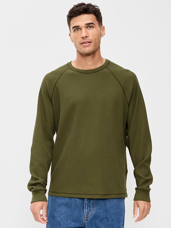 Long-Sleeve Heavyweight Waffle Knit T-Shirt