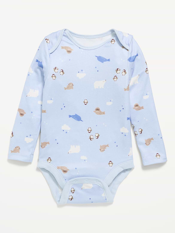 SoftMode Printed Long-Sleeve Ribbed Bodysuit for Baby