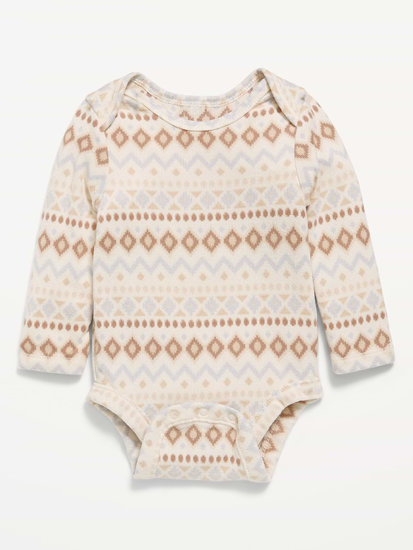 SoftMode Printed Long-Sleeve Ribbed Bodysuit for Baby