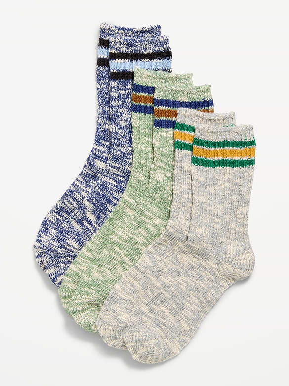 Gender-Neutral Marled Crew Socks 3-Pack for Kids