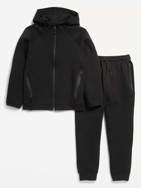 Ensemble de pantalon de jogging et haut à capuchon en molleton dynamique à glissière pleine longueur pour garçon