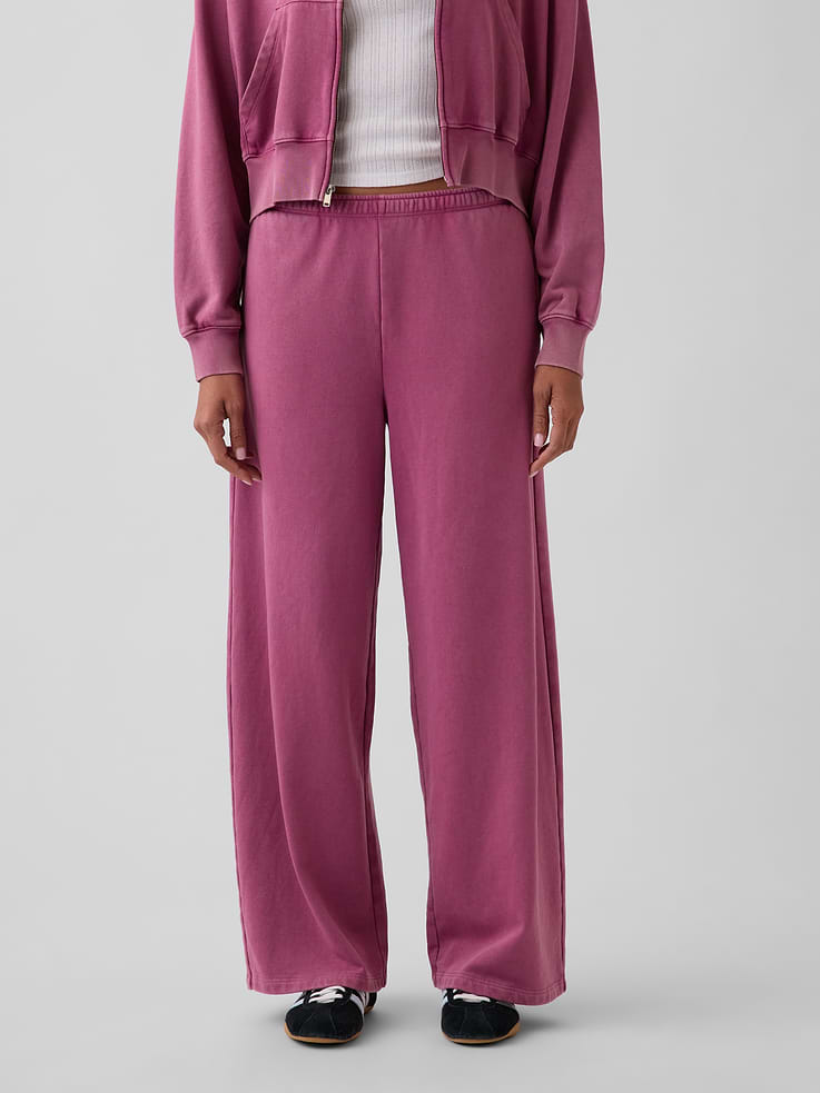 L'image numéro 2 présente Pantalon ample en jersey bouclette VintageDoux à taille mi-basse
