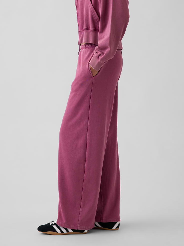 L'image numéro 3 présente Pantalon ample en jersey bouclette VintageDoux à taille mi-basse
