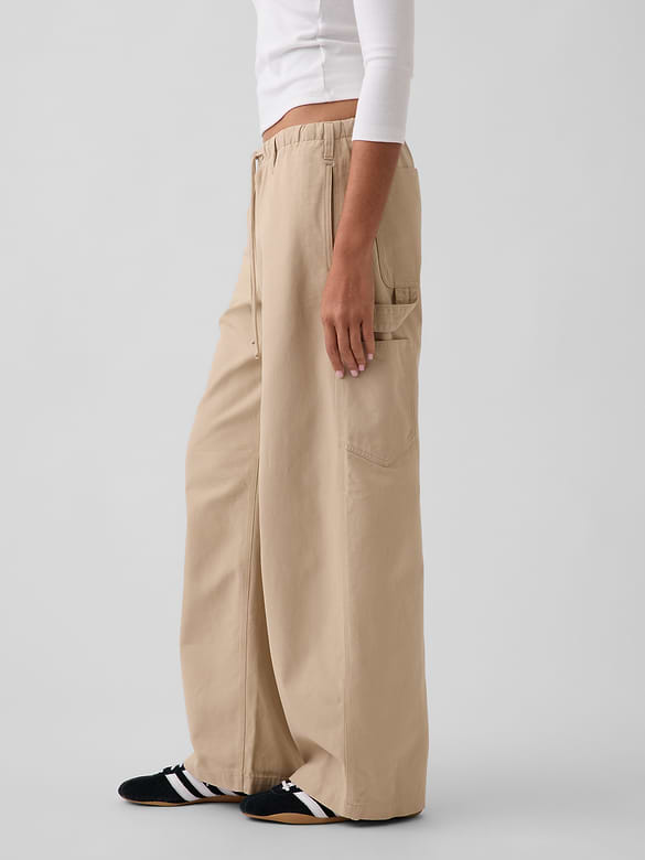 Canvas Easy Baggy Barrel Cargo Pants