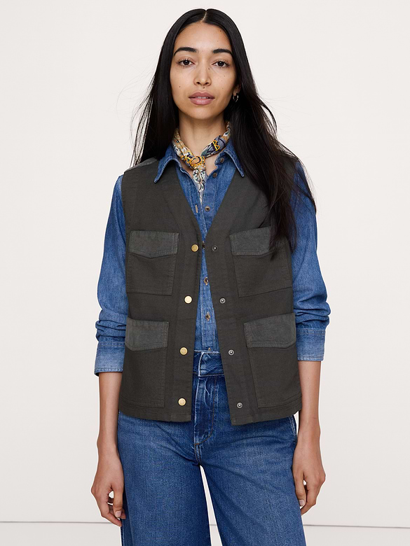 Stretch-Cotton Utility Vest