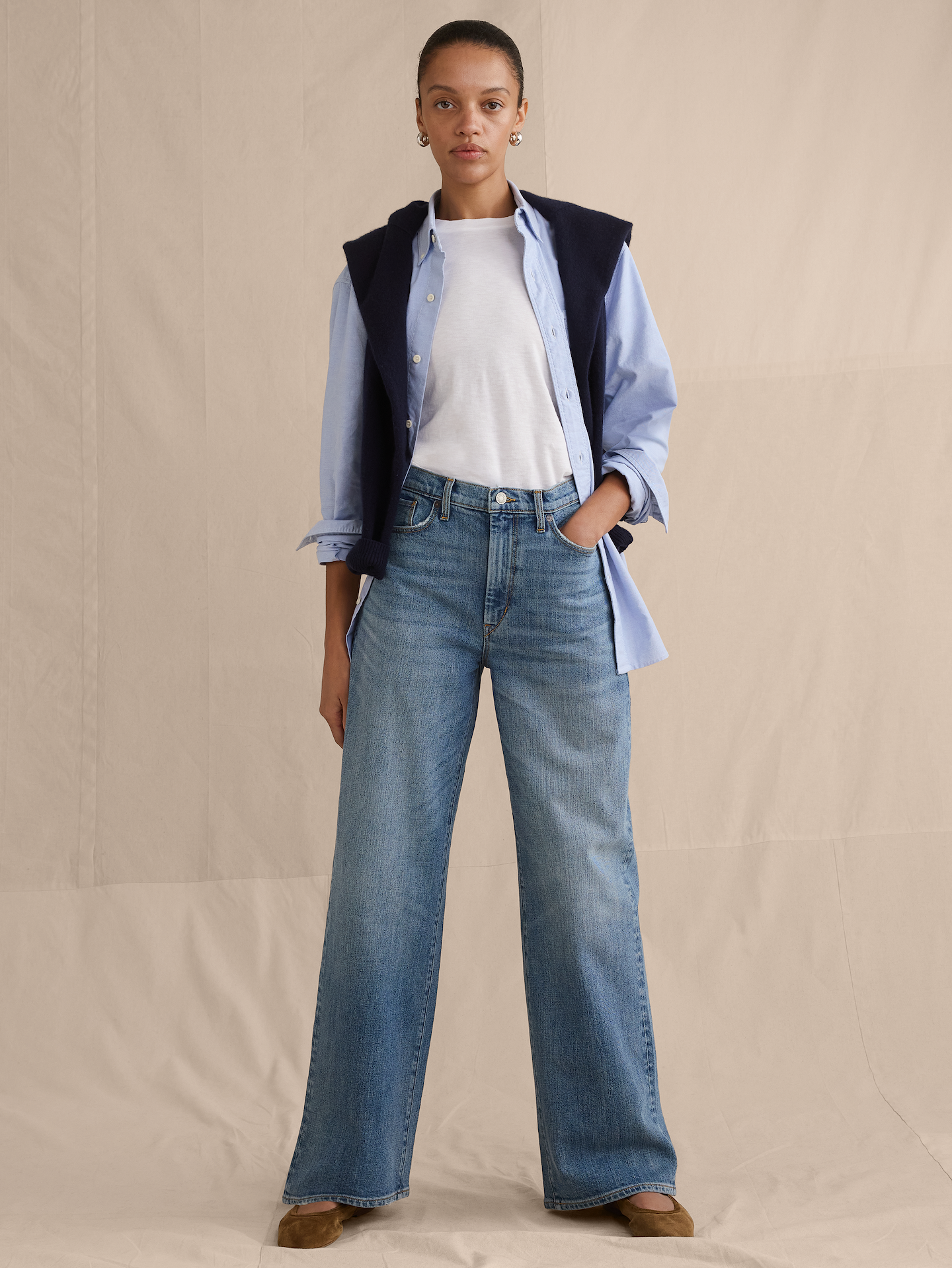 Image number 1 showing, High-Rise Relaxed Wide-Leg Jean