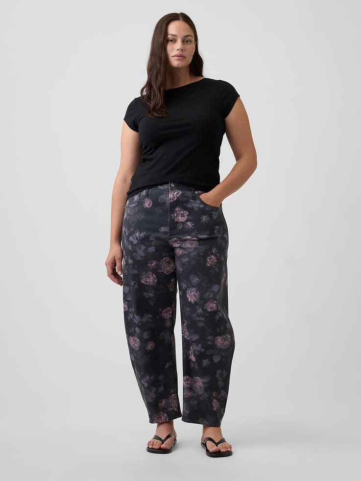 Image number 5 showing, High Rise Print Barrel Jeans