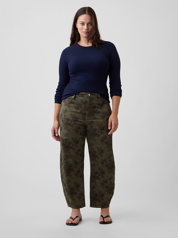 Image number 5 showing, High Rise Print Barrel Jeans