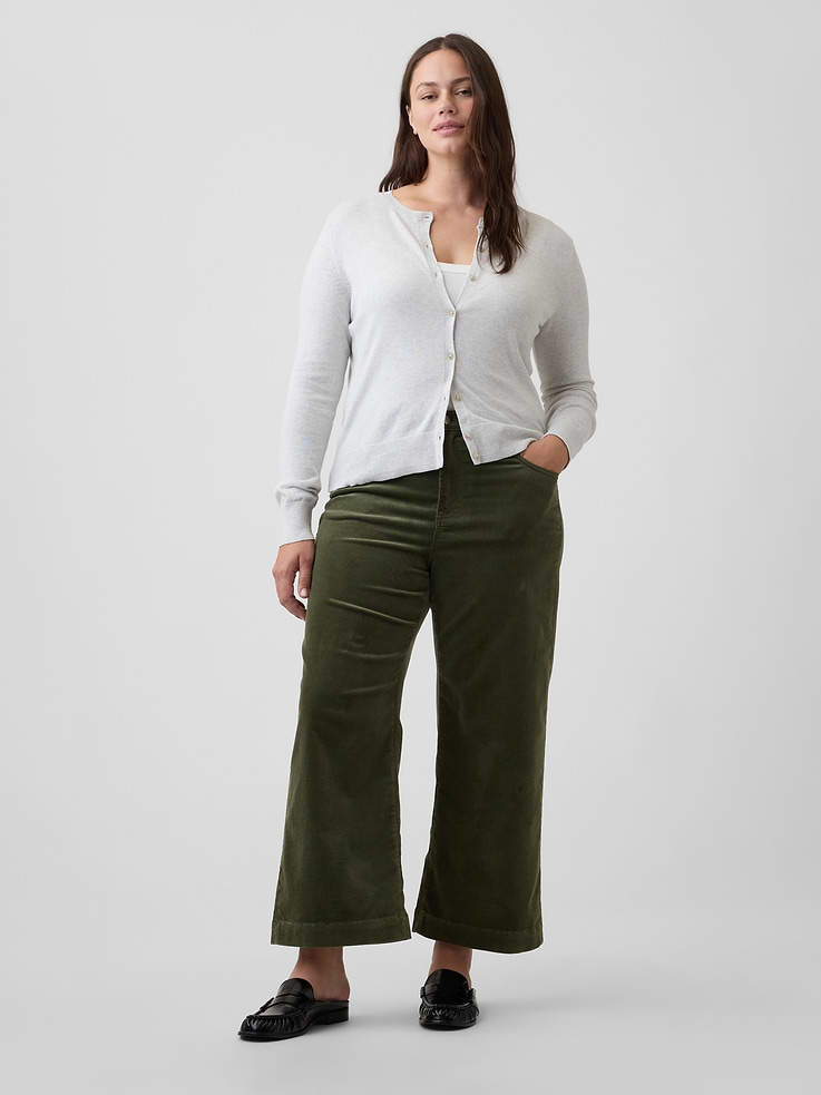 Image 5 of 7, High Rise Wide-Leg Crop Corduroy Pants