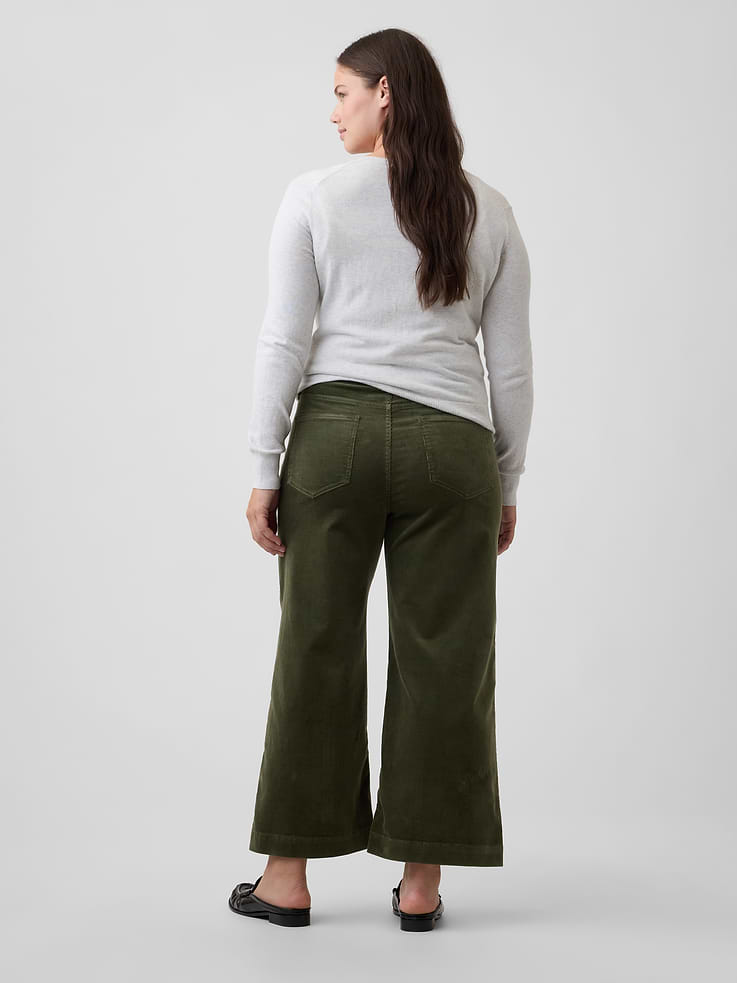 Image 6 of 7, High Rise Wide-Leg Crop Corduroy Pants