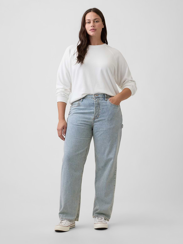 Low Slung Relaxed Straight Railroad Stripe Carpenter Jeans