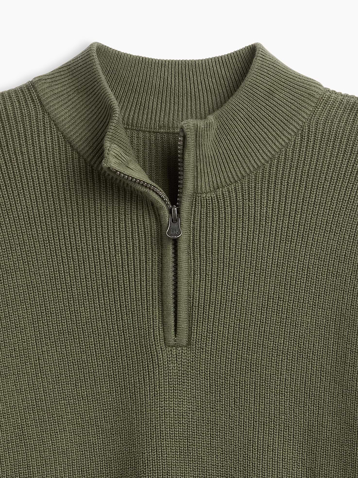 Image 2 of 3, Kids 100% Cotton Relaxed Quarter-Zip Sweater